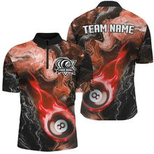 Load image into Gallery viewer, Red 8 Ball Pool Fire Flame Abstract Pattern Custom Billiard Shirts For Men, Billiard Team Jerseys TDM2668