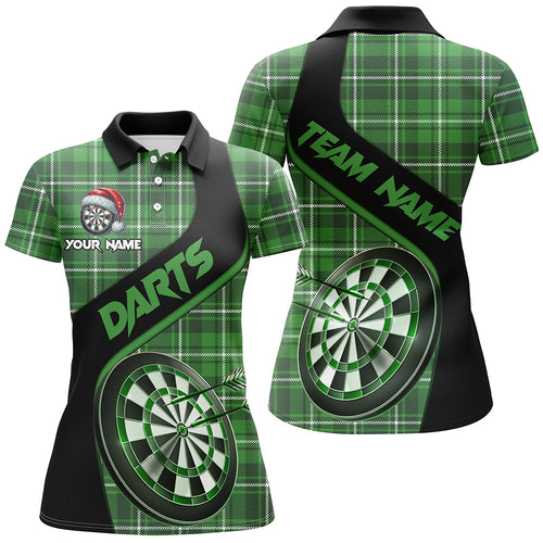 Personalized Green Plaid Pattern Christmas Dart Shirts For Women Custom Dart Team Jerseys Dart Gift TDM2901