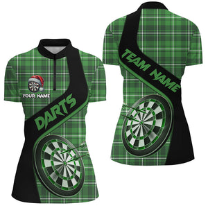 Personalized Green Plaid Pattern Christmas Dart Shirts For Women Custom Dart Team Jerseys Dart Gift TDM2901