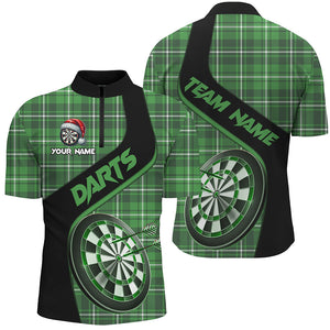 Personalized Green Plaid Pattern Christmas Dart Shirts For Men Custom Dart Team Jerseys Dart Gift TDM2901