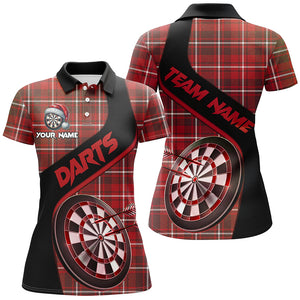 Personalized Red Plaid Pattern Christmas Dart Shirts For Women Custom Darts Team Jerseys Dart Gifts TDM2902