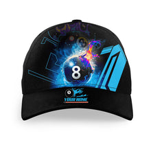 Load image into Gallery viewer, Billiard 8 Ball Flame Blue Version Custom Top Hats Billiard, 3D Printed Baseball Billiards Caps For Player TDM1043
