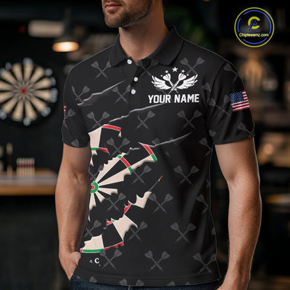 Personalized Scratch Darts Shirt For Men Custom Darts Jersey Team Polo & Quarter Zip |Black TDM5868