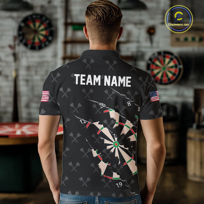 Personalized Scratch Darts Shirt For Men Custom Darts Jersey Team Polo & Quarter Zip |Black TDM5868