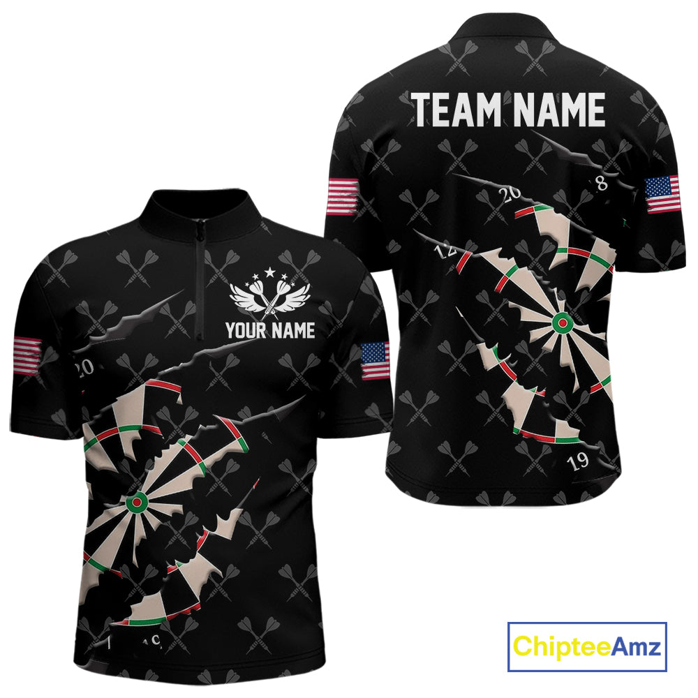 Personalized Scratch Darts Shirt For Men Custom Darts Jersey Team Polo & Quarter Zip |Black TDM5868