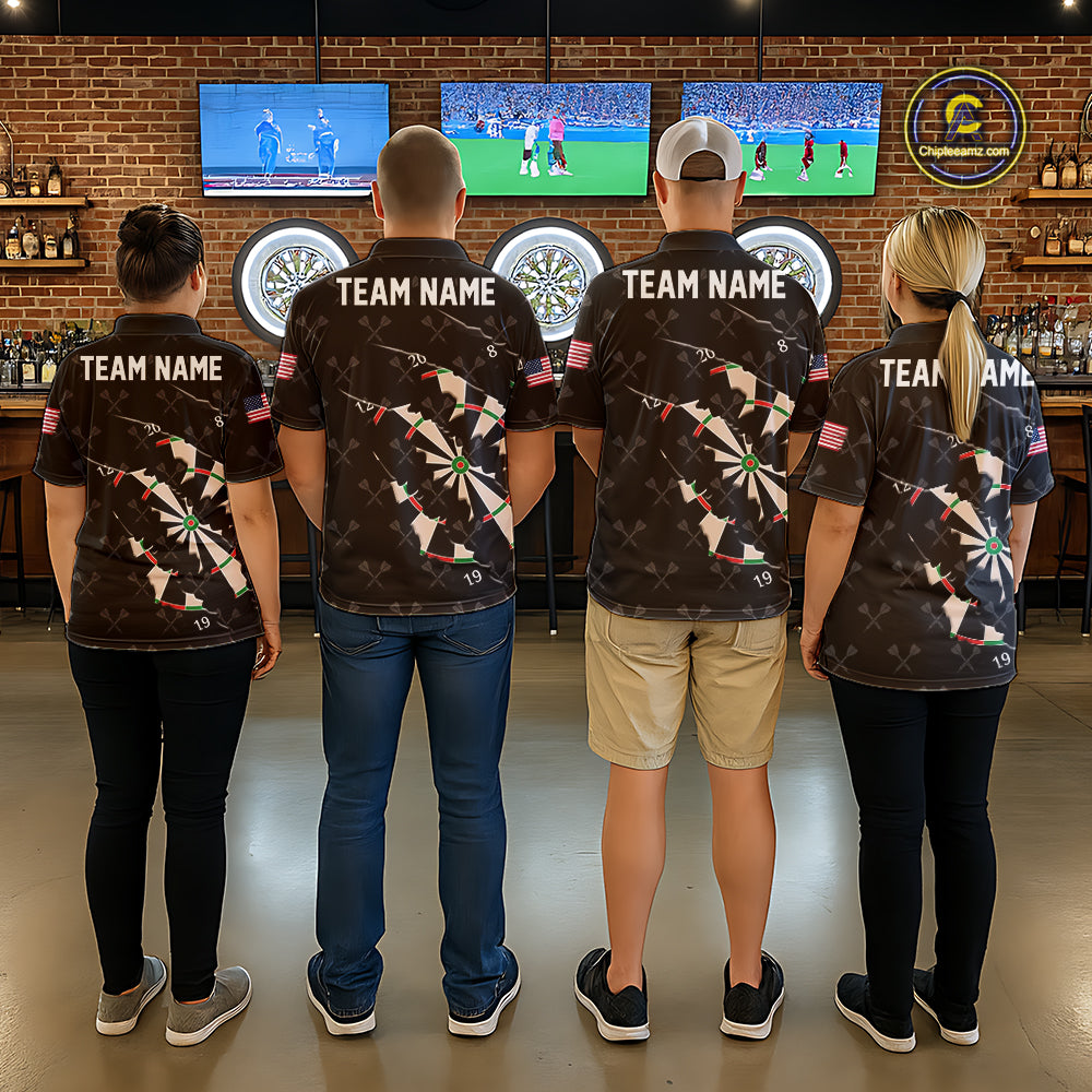 Personalized Scratch Darts Shirt For Men Custom Darts Jersey Team Polo & Quarter Zip |Black TDM5868