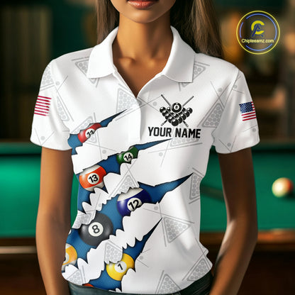 Personalized Scratch 8 Ball Billiard Shirt For Women Custom Pool Jersey, Billiard Team Shirt |Blue TDM5870