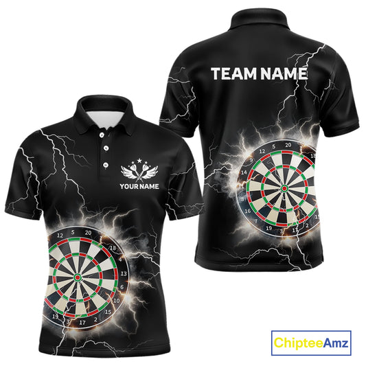 Custom Dartboard Thunder Lightning Dart Shirts For Men | Darts Polo & 1/4 Zip Team Jerseys TDM3961