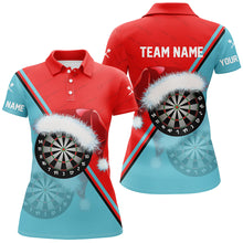 Load image into Gallery viewer, Red Blue Santa Darts Board Christmas Women Darts Polo &amp; Quarter-Zip Shirts Custom Dart Jerseys Gift TDM2915