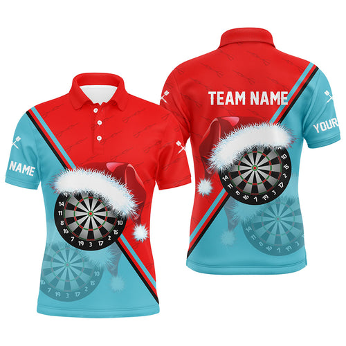 Red Blue Santa Darts Board Christmas Men Darts Polo & Quarter-Zip Shirts Custom Dart Jerseys Gift TDM2915