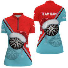 Load image into Gallery viewer, Red Blue Santa Darts Board Christmas Women Darts Polo &amp; Quarter-Zip Shirts Custom Dart Jerseys Gift TDM2915