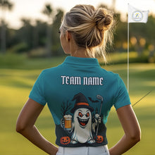 Load image into Gallery viewer, Funny Ghostly Beer Halloween Golf Polo Shirt For Women Custom Halloween Ladies Golf Outfit TDM4944