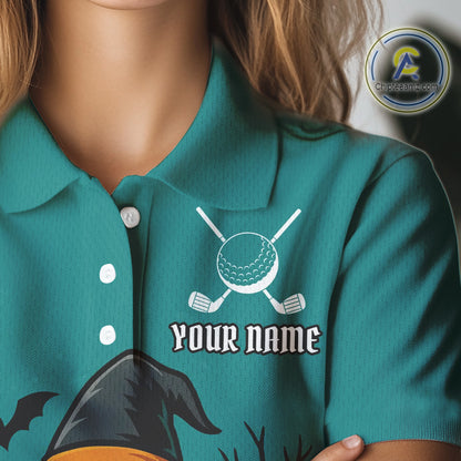 Funny Ghostly Beer Halloween Golf Polo Shirt For Women Custom Halloween Ladies Golf Outfit TDM4944