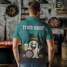 Load image into Gallery viewer, Custom Darts Shirt Halloween Ghostly Beer Polo &amp; 1/4 Zip For Men, Funny Darts Jersey, Darts Gifts TDM4946