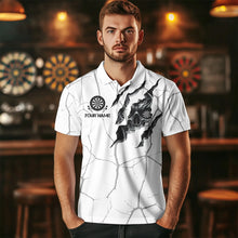 Load image into Gallery viewer, Personalized Skull White Grunge Darts Polo And Quarter-Zip Shirts For Men Custom Dart Team Jerseys TDM2922