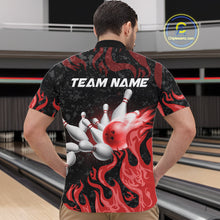 Load image into Gallery viewer, Red Flaming Bowling Jersey For Men Custom Fire Bowling Pin Team Jersey Polo &amp; Quarter Zip Shirts TDM6268