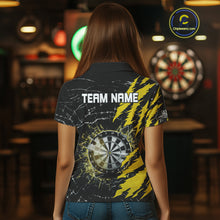 Load image into Gallery viewer, Yellow Black Darts Board Break Glass Custom Dart Shirts For Women, Darts Team Shirts Dart Jersey TDM4523