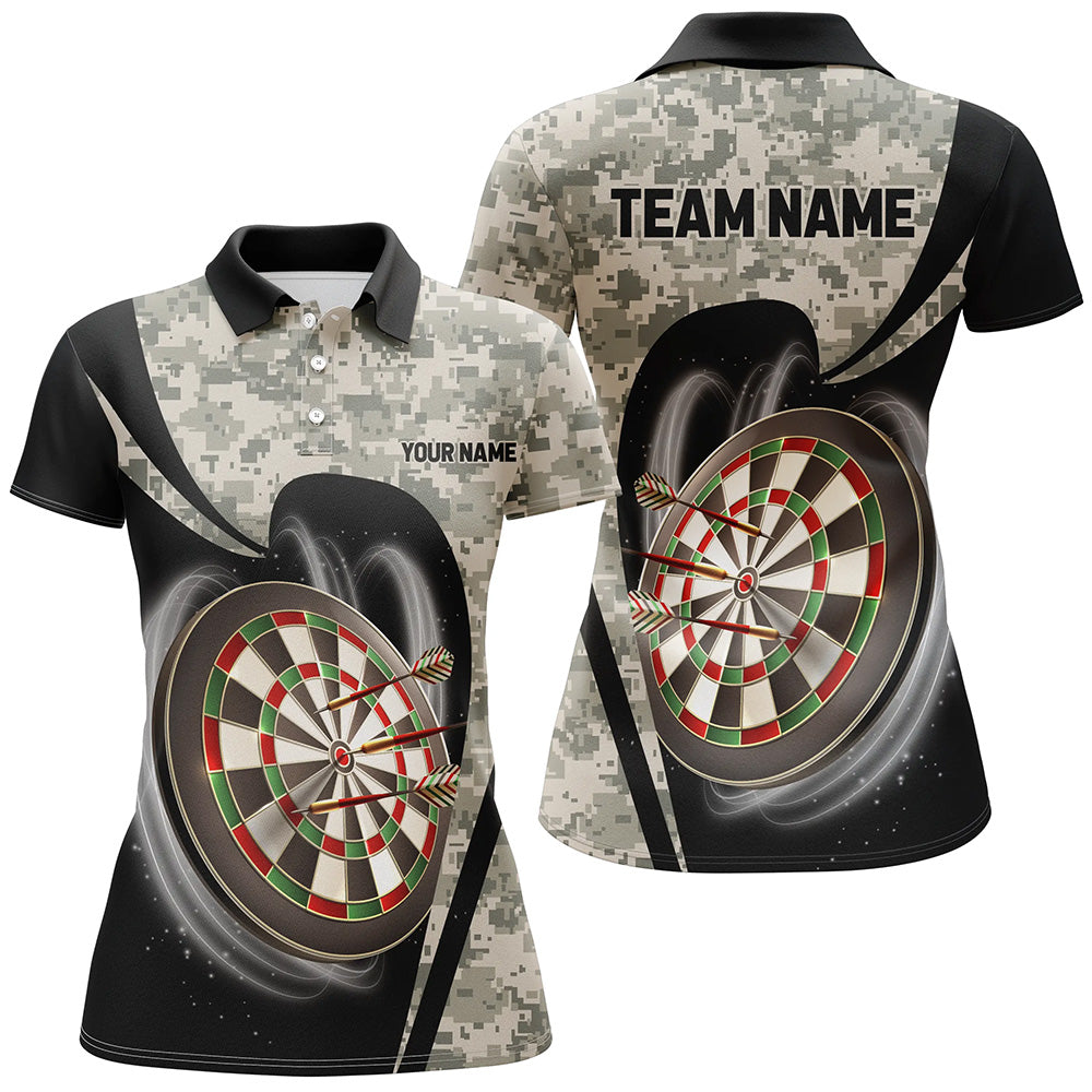 Personalized Camo Dart Shirts For Women Custom 3D Printed Dart Team Jerseys, Camouflage Darts Outfit TDM2929