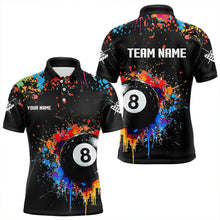 Load image into Gallery viewer, Funny 8 Ball Pool Colorful Paint Splash Custom Billiard Shirt For Men, Billiard Team Jersey | Black TDM3377