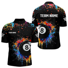 Load image into Gallery viewer, Funny 8 Ball Pool Colorful Paint Splash Custom Billiard Shirt For Men, Billiard Team Jersey | Black TDM3377