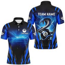 Load image into Gallery viewer, Personalized Thunder Lightning Cobra Snake Men Billiard Shirts, 8 Ball Billiard Team Jerseys |Blue TDM2680