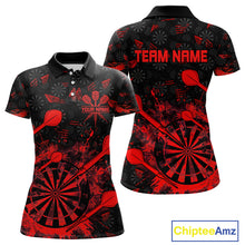 Load image into Gallery viewer, Black And Red Grunge Darts Polo, Quarter Zip For Women Custom Dart Shirts For Team, Dart Jerseys TDM5152