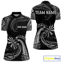 Load image into Gallery viewer, Personalized White Black Tribal Polynesian Womens Dart Shirts Custom Dart Polo &amp; 1/4 Zip Team Jersey TDM5155