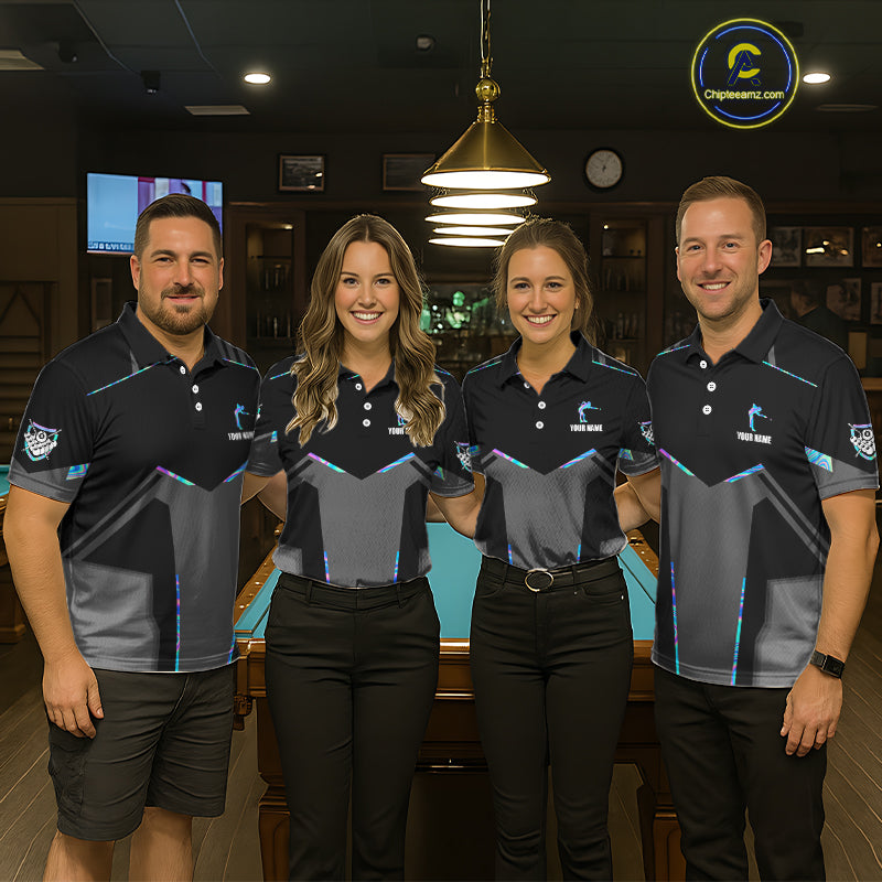 Holographic 8 Ball Billiard Jersey For Men Custom Polo & 1/4 Zip Billiard Shirts, Pool Team Shirt TDM5882