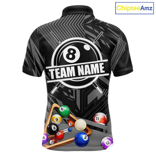 Black 8 Ball Billiard Shirt For Men Custom Billiard Tournament Pool Team Jersey Polo & 1/4 Zip TDM6023
