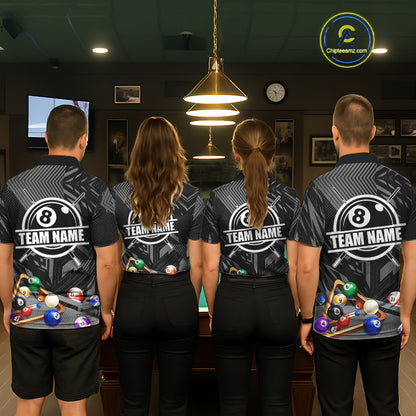 Black 8 Ball Billiard Shirt For Men Custom Billiard Tournament Pool Team Jersey Polo & 1/4 Zip TDM6023