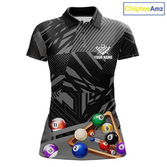 Black 8 Ball Billiard Shirt For Women Custom Billiard Tournament Pool Team Jersey Polo & 1/4 Zip TDM6023