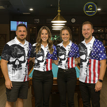Load image into Gallery viewer, American Flag Smoke Skull Billiard Shirt For Women Custom 8 Ball Pool Team Jersey Polo &amp; 1/4 Zip TDM6285