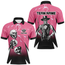 Load image into Gallery viewer, Grim Reaper Play Pool Custom Lightning Pink Billiard Shirts For Men, Funny Billiard Shirt Gifts TDM2175