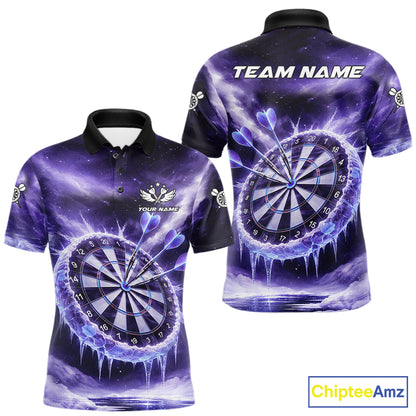 Personalized Purple Dartboard Icy Darts Shirt For Men Custom Darts Jersey Team Polo & 1/4 Zip TDM5681