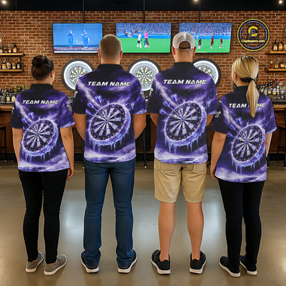 Personalized Purple Dartboard Icy Darts Shirt For Men Custom Darts Jersey Team Polo & 1/4 Zip TDM5681