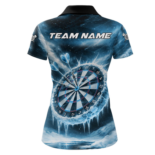 Personalized Blue Dartboard Icy Darts Shirt For Women Custom Darts Jersey Team Polo & 1/4 Zip TDM5682