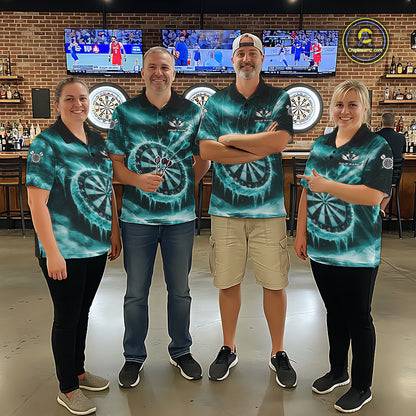 Personalized Turquoise Dartboard Icy Darts Shirt For Men Custom Darts Jersey Team Polo & 1/4 Zip TDM5683