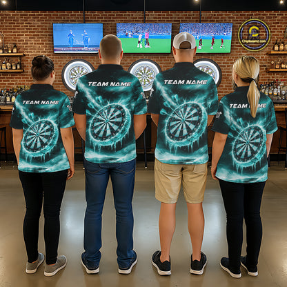 Personalized Turquoise Dartboard Icy Darts Shirt For Men Custom Darts Jersey Team Polo & 1/4 Zip TDM5683