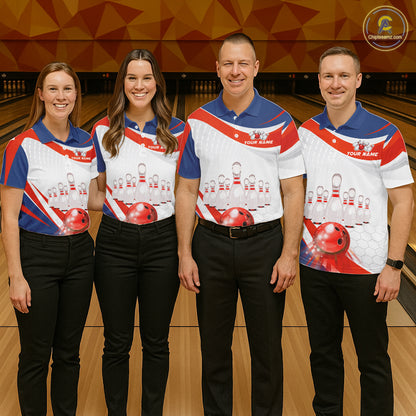 Personalized Bowling Polo & 1/4 Zip For Men Custom Bowling Tournament Team Jersey TDM6296