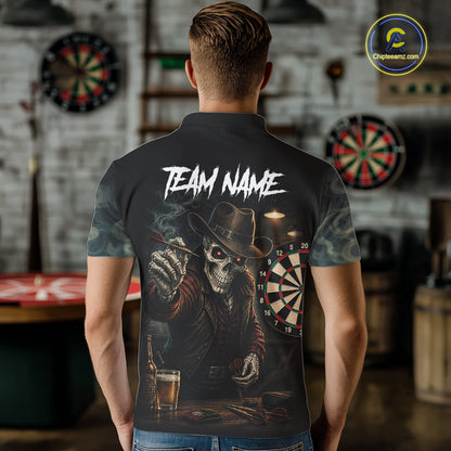 Funny Skeleton Smoke Darts Shirts For Men Custom Darts Team Jersey, Personalized Darts Gift TDM7177