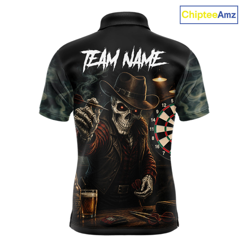 Funny Skeleton Smoke Darts Shirts For Men Custom Darts Team Jersey, Personalized Darts Gift TDM7177
