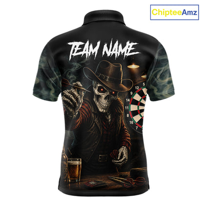 Funny Skeleton Smoke Darts Shirts For Men Custom Darts Team Jersey, Personalized Darts Gift TDM7177
