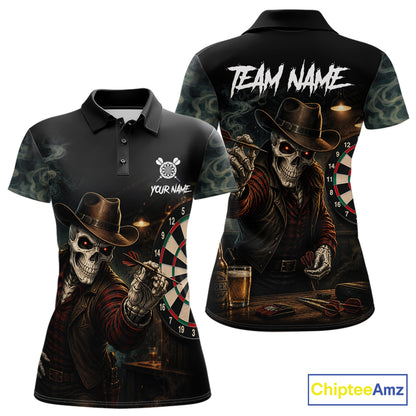 Funny Skeleton Smoke Darts Shirts For Women Custom Darts Team Jersey, Personalized Darts Gift TDM7177