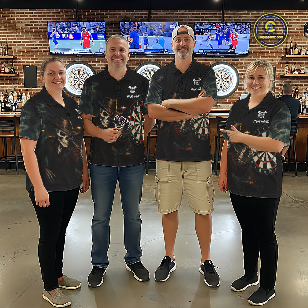 Funny Skeleton Smoke Darts Shirts For Women Custom Darts Team Jersey, Personalized Darts Gift TDM7177