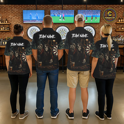 Funny Skeleton Smoke Darts Shirts For Women Custom Darts Team Jersey, Personalized Darts Gift TDM7177