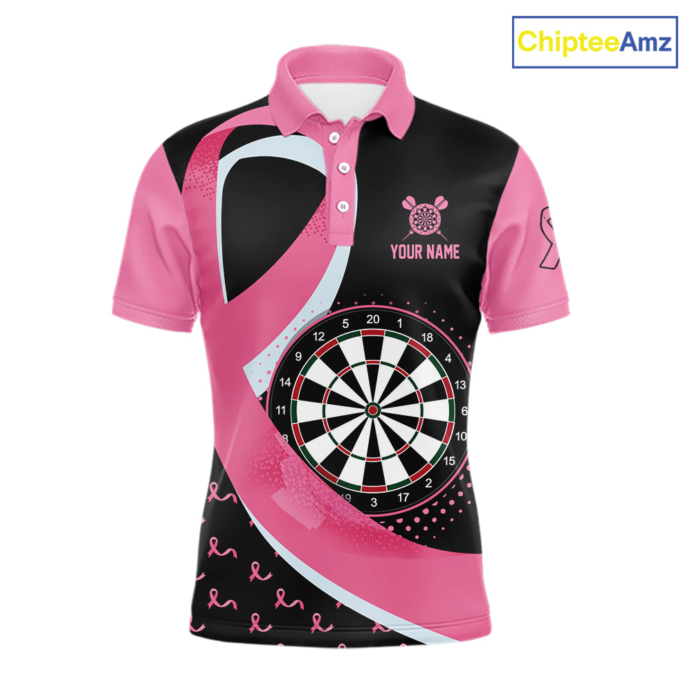 Personalized Breast Cancer Awareness Darts Shirts For Men Custom Pink Ribbon Darts Team Jersey TDM7182