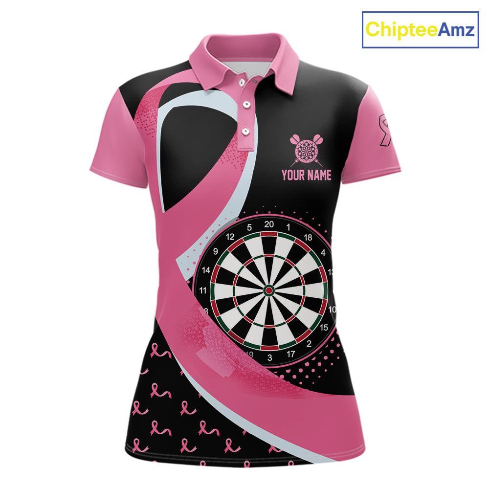 Personalized Breast Cancer Awareness Darts Shirts For Women Custom Pink Ribbon Darts Team Jersey TDM7182
