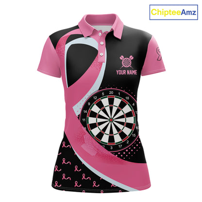 Personalized Breast Cancer Awareness Darts Shirts For Women Custom Pink Ribbon Darts Team Jersey TDM7182