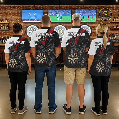 Personalized Grim Reaper Chain Darts Shirts For Women Custom Skull Darts League Team Jersey | Red TDM7183