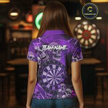 Load image into Gallery viewer, Purple Funny Skull Lightning Darts Shirt For Women Custom Darts Team Jersey Polo &amp; Quarter Zip TDM4979